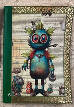 Load image into Gallery viewer, 5 x 8”lined notebook -whimsical creatures -assorted-diary-handcrafted-junk journal-60 lined pages- Great Adirondack
