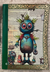 5 x 8”lined notebook -whimsical creatures -assorted-diary-handcrafted-junk journal-60 lined pages- Great Adirondack