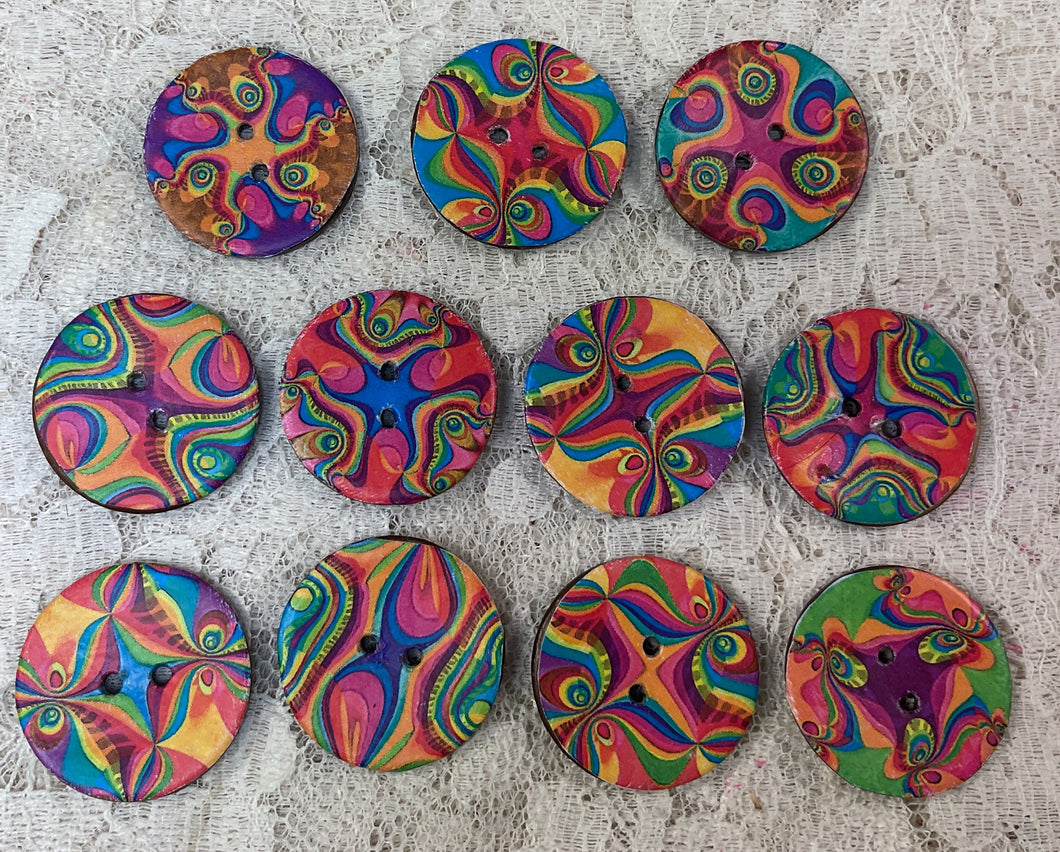 1” Buttons- Rainbows- assorted -Handcrafted Great Adirondack Yarn