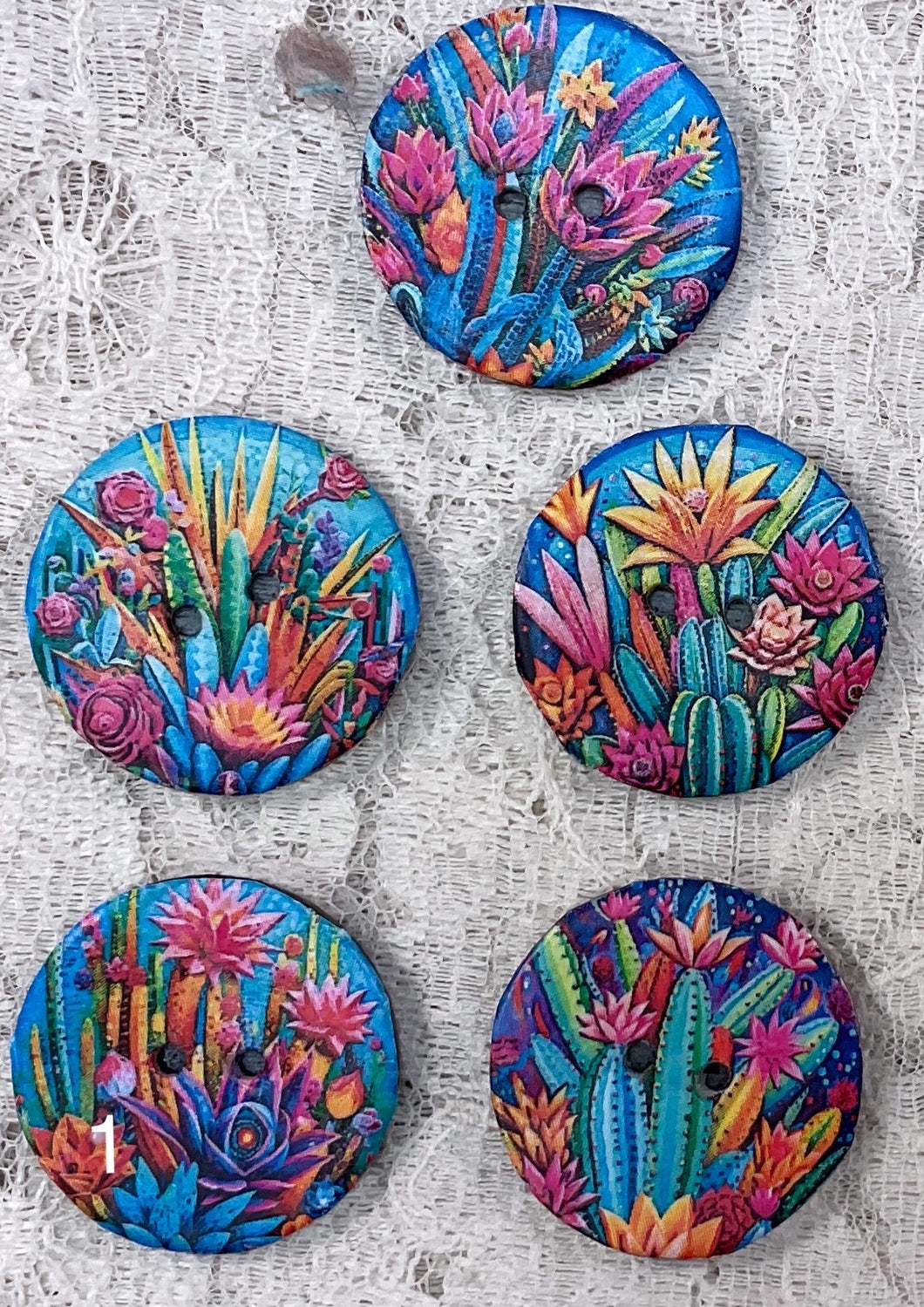 1” buttons - mexican style -colorful flowers-assorted patterns-Handcrafted Great Adirondack Yarn