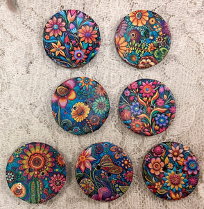 1” buttons - mexican style -colorful flowers-assorted patterns-Handcrafted Great Adirondack Yarn