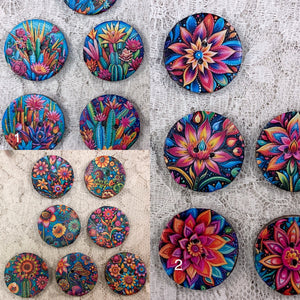 1” buttons - mexican style -colorful flowers-assorted patterns-Handcrafted Great Adirondack Yarn