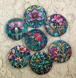 1” buttons -art nouveau-scrolls-flowers-assorted patterns-Handcrafted Great Adirondack