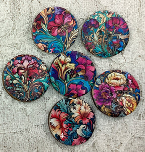 1” buttons -art nouveau-scrolls-flowers-assorted patterns-Handcrafted Great Adirondack