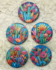 1.5” Buttons-Mexican Flowers-assorted Patterns- Handcrafted Great Adirondack Yarn