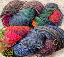 Load image into Gallery viewer, Silk merino fingering wt yarn  -440 yds -Hand Dyed -Foliage-Fiesta- Great Adirondack
