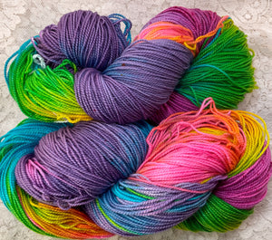 Silk merino fingering wt yarn  -440 yds -Hand Dyed -Foliage-Fiesta- Great Adirondack