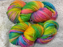 Load image into Gallery viewer, Sparkle Sock yarn -gold-single ply -merino-417 yds Hand dyed colors-Butterfly-Tiffany-Fiesta-Great Adirondack
