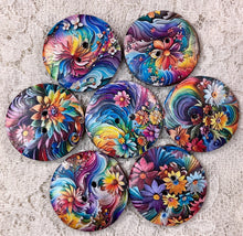 Load image into Gallery viewer, 1.18” Buttons-Rainbow waves and flowers -assorted-Handcrafted- Great Adirondack Yarn
