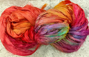 Sari Silk Yarn -50 yds- hand dyed colors-Toucan-Rosewood- Great Adirondack