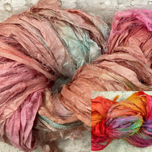 Load image into Gallery viewer, Sari Silk Yarn -50 yds- hand dyed colors-Toucan-Rosewood- Great Adirondack
