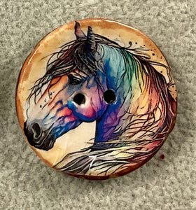 1.18” Buttons-Rainbow Horses assorted- Handcrafted -Great Adirondack