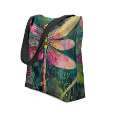 Load image into Gallery viewer, Dragonfly Tote bag, 15&quot; x 15&quot;, knitting bag, craft bag, grocery tote, handbag
