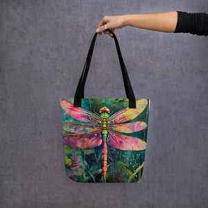 Dragonfly Tote bag, 15" x 15", knitting bag, craft bag, grocery tote, handbag