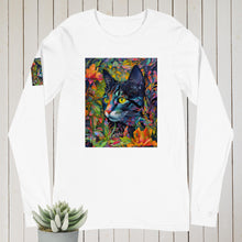 Load image into Gallery viewer, Long Sleeve Tee- Colorful Cat Print -unisex- black-gray-white- all sizes
