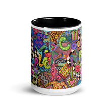 Load image into Gallery viewer, Cool People Knit ceramic coffee mug- assorted inside colors -Great Adirondack Yarn Co-original artwork-15 0z
