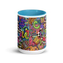 Load image into Gallery viewer, Cool People Knit ceramic coffee mug- assorted inside colors -Great Adirondack Yarn Co-original artwork-15 0z
