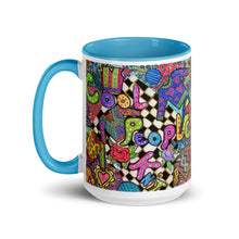 Load image into Gallery viewer, Cool People Knit ceramic coffee mug- assorted inside colors -Great Adirondack Yarn Co-original artwork-15 0z
