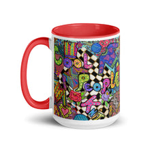 Load image into Gallery viewer, Cool People Knit ceramic coffee mug- assorted inside colors -Great Adirondack Yarn Co-original artwork-15 0z
