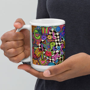 Cool People Knit ceramic coffee mug -Great Adirondack Yarn Co-original artwork-15 0z