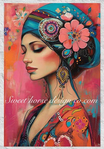 Matte Poster-Art  Deco Woman- Bohemian Woman-Gypsy Woman- assorted sizes- Great Adirondack