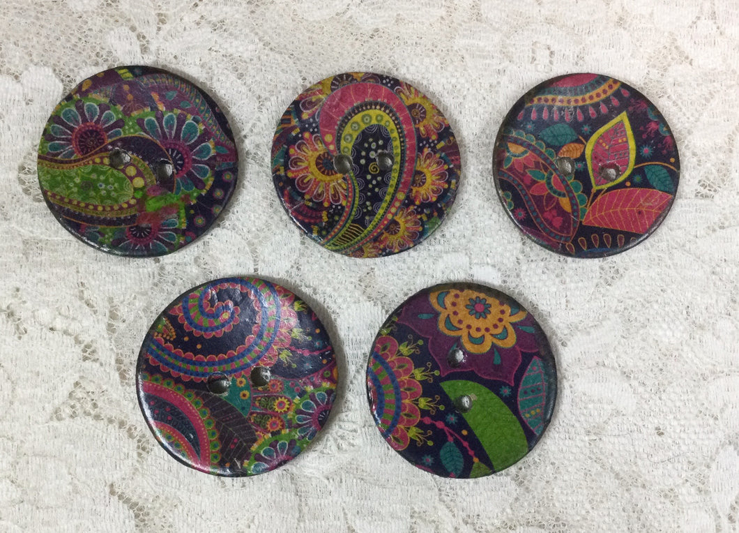 1.5” Button Paisley Patterns Handcrafted Great Adirondack Yarn