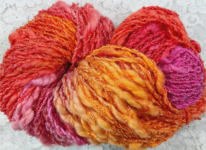 Cotton Rayon Sparkle Yarn 100 yds hand dyed Wildflowers-Garden party-Peaches