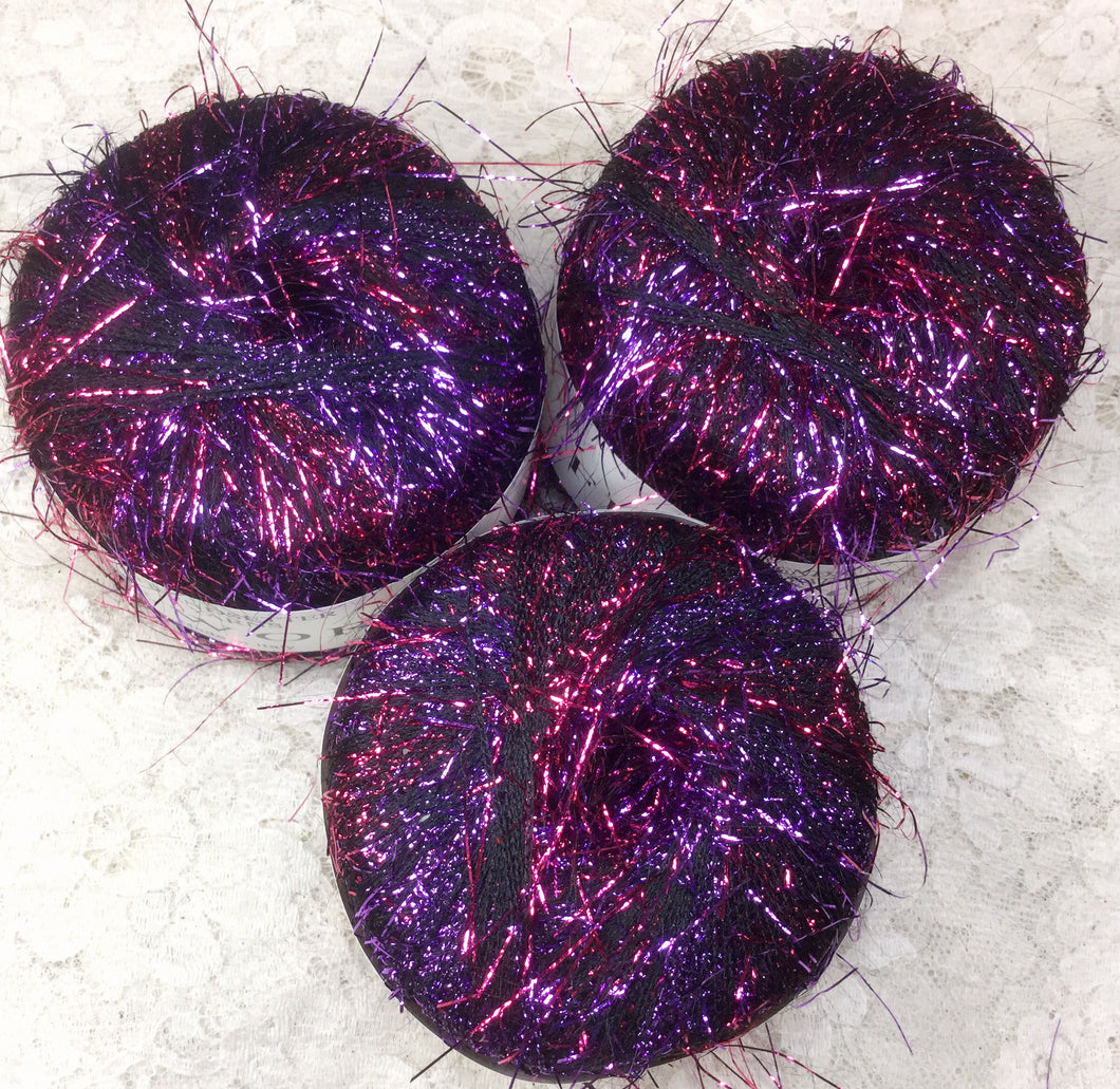 Trendsetter Fireworks Eyelash Yarn 10 skeins per bag 1900 yds -Closeout- redblack-fuschiablack