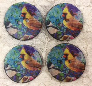 1.5” Buttons Birds and Flowers Assorted Patterns Great Adirondack Yarn