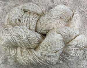 Silk Kid Mohair Sparkle Sport Yarn 325 yds Hand Dyed Color Winter white