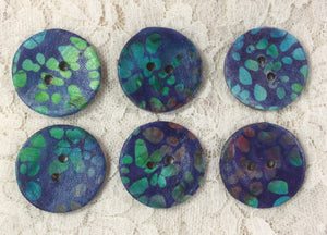 Large Buttons 1 and 1/2” Fabric and wood handcrafted assorted colors