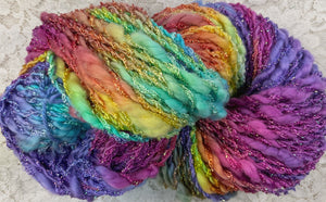 Cotton Rayon Sparkle Yarn 100 yds hand dyed Wildflowers-Garden party-Peaches