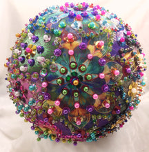 Load image into Gallery viewer, Beaded ball ornament  6” original one of a kind -Great Adirondack-Yarn
