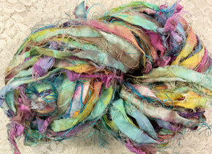 Art Yarn Original Hand tied- hand dyed ribbons - Grapevine-Watercolors-Great Adirondack yarn
