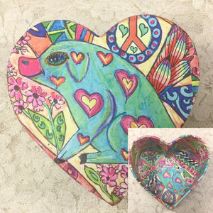 Decoupaged Paper mache Boxes handmade -hearts-oval-square-round