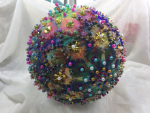 Load image into Gallery viewer, Beaded ball ornament  6” original one of a kind -Great Adirondack-Yarn

