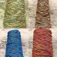 Load image into Gallery viewer, Novelty Yarn Metallic cones-assorted colors- sizes-closeout approx 1200 yds per lb
