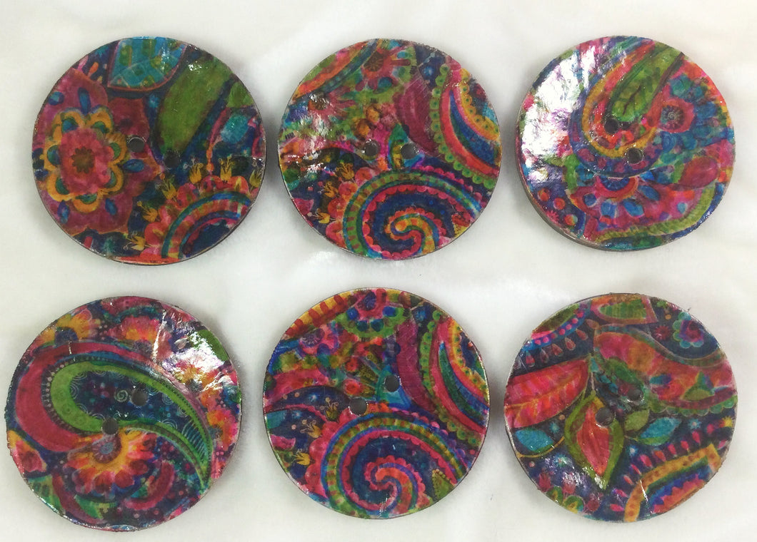 Large Buttons 2” Round Paisley assorted - Great Adirondack Yarn