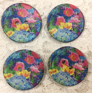 1.5” Buttons Birds and Flowers Assorted Patterns Great Adirondack Yarn