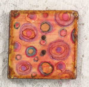 1.5” Button Square wood -assorted Patterns-Decoupaged-Great Adirondack Yarn