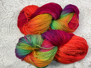 Organic Cotton fingering wt Yarn 520 yds - hand dyed- Toucan- Great Adirondack
