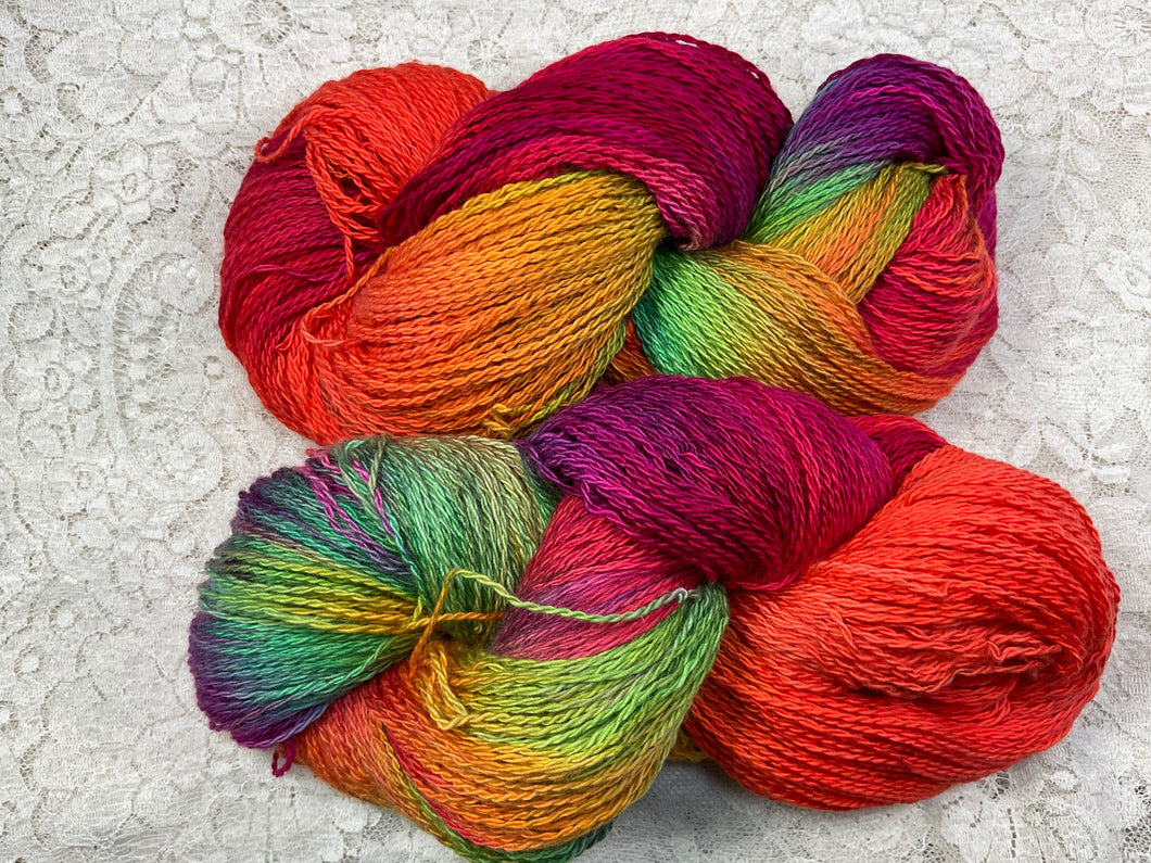 Organic Cotton fingering wt Yarn 520 yds - hand dyed- Toucan- Great Adirondack