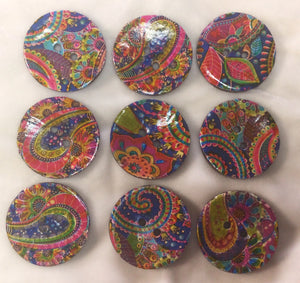 1.5” Button Bright Paisley Patterns assorted Handcrafted Great Adirondack Yarn