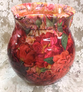 Ceramic Decoupaged  Pitcher 8” h x 7”wide Roses original Great Adirondack Yarn