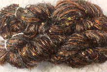 Load image into Gallery viewer, Novelty 3 Strand sequins Yarn 75 yds Copper Browns
