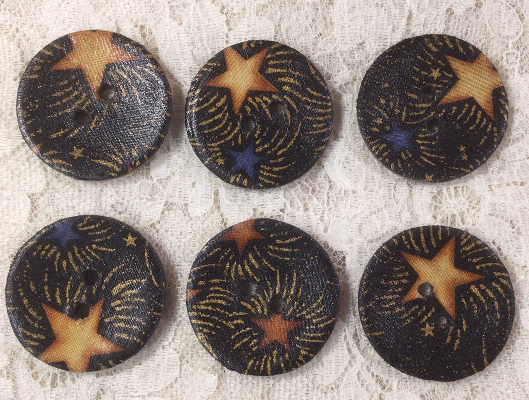 Large Buttons 1 and 1/2” Fabric and wood handcrafted assorted colors