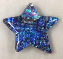 Load image into Gallery viewer, Dichroic heart or star pins 1.25” x1.25” Nancy Geddes- handcrafted-vintage
