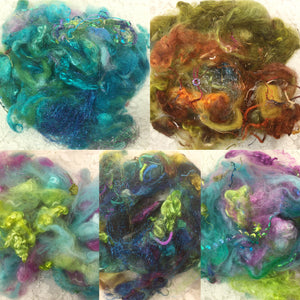 Blended fibers hand dyed -for felting- crafting- assorted