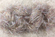 Load image into Gallery viewer, Novelty Fringe Yarn  with Crystal Flash 75 yds Natural-rainbow threads
