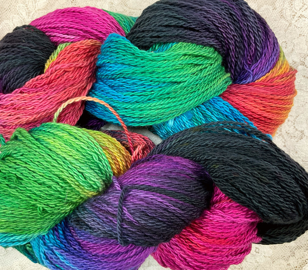 Organic Cotton Yarn 300 yds dk wt Hand Dyed Colors Black Fire